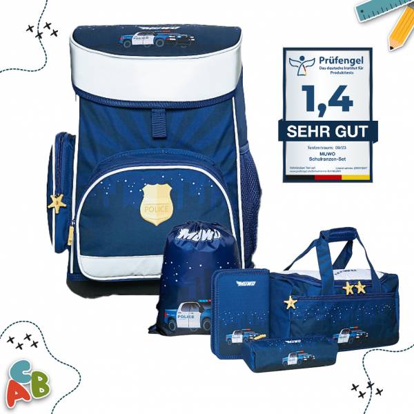 MUWO &quot;Lil Officer&quot; Kinderen Schooltas Set 5 stuks.