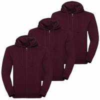 RUSSELL Authentic Melange Full Zip Men Sweat Jacket Pack of 3 0R263M0-Burgundy Melange