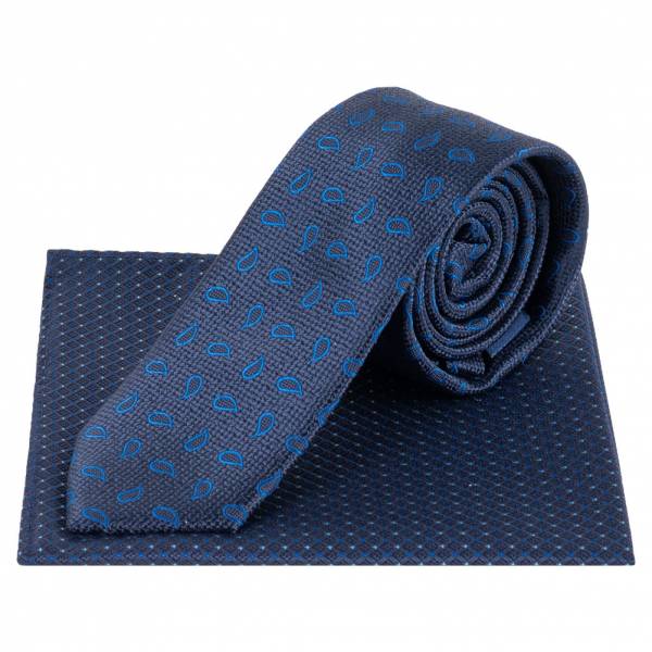 Lambretta Paisley Men Knitted tie and Pocket Square LAMAW2314-NAVY