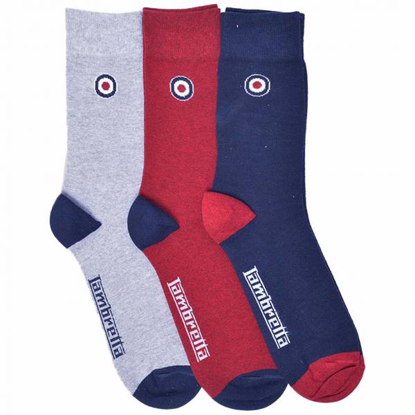 Lambretta Solid Unisex Socken 3 Paar SS9163-RED/NVY/GREY