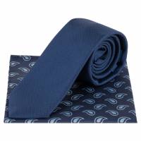 Lambretta Paisley Heren Gebreide stropdas en Pochet LAMAW2313-NAVY