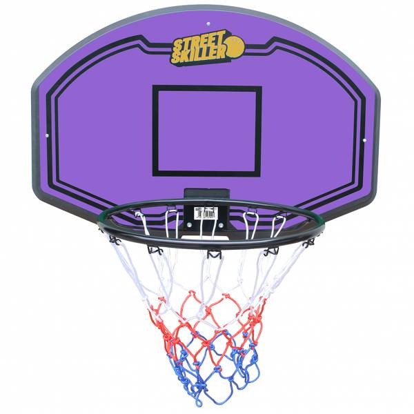 Image of STREETSKILLER Canestro da basket con tavola e supporto a parete viola/giallo064