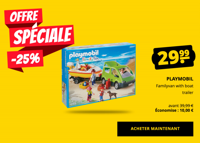 PLAYMOBIL Familyvan with boat trailer seulement 29,99 €!