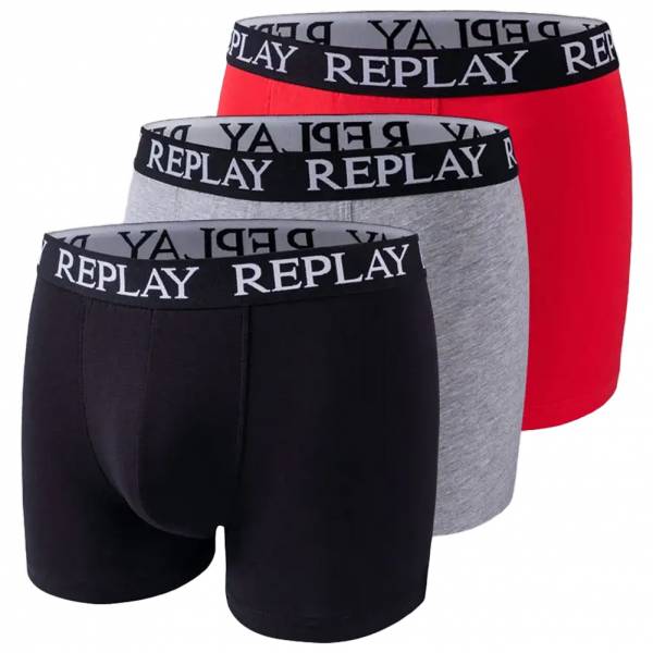 REPLAY Basic Cuff Logo Hombre Calzoncillos bóxer Pack de 3 I101102-N176