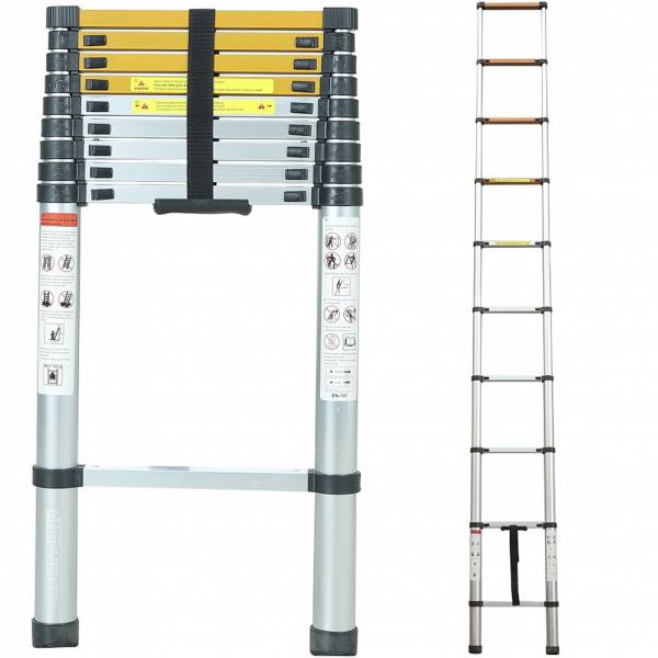 ANDIARBEIT® &quot;Höhenangst&quot; extendable telescopic ladder 3.8 m