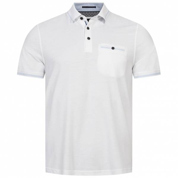 TED BAKER Tortila Stripe Collar Mężczyźni Koszulka polo 242808-BIAŁY