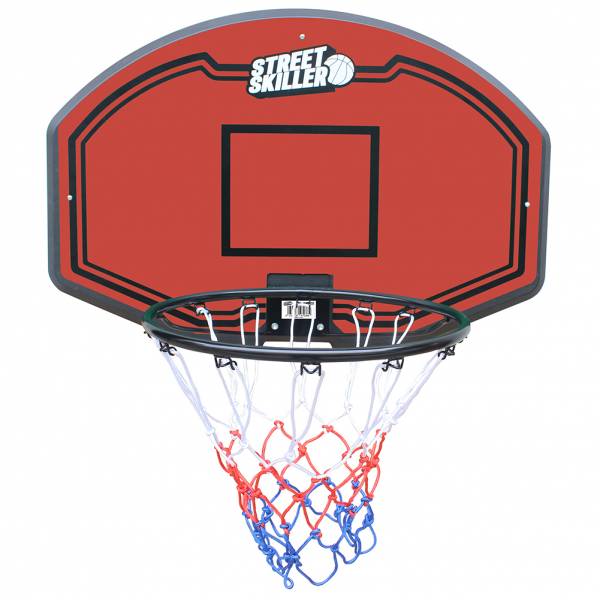 Image of STREETSKILLER Canestro da basket con tavola e supporto a parete rosso/nero064