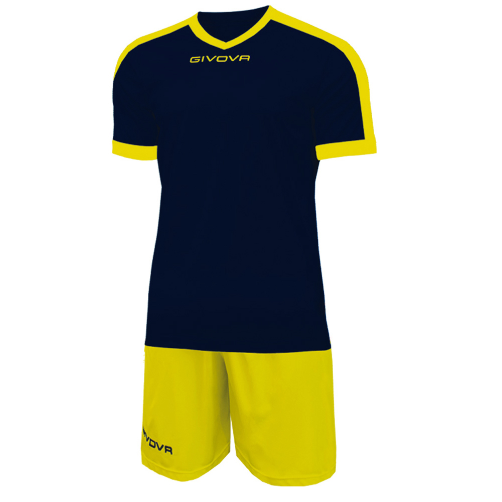 Givova Kit Revolution Football Jersey with Shorts navy yellow ...
