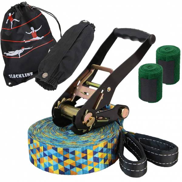 ALPIDEX Slackline Set 15 m + tree protection and ratchet protection 4260737190313