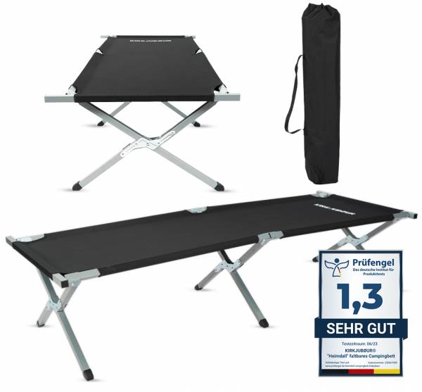 KIRKJUBØUR® &quot;Heimdall&quot; faltbares Campingbett schwarz