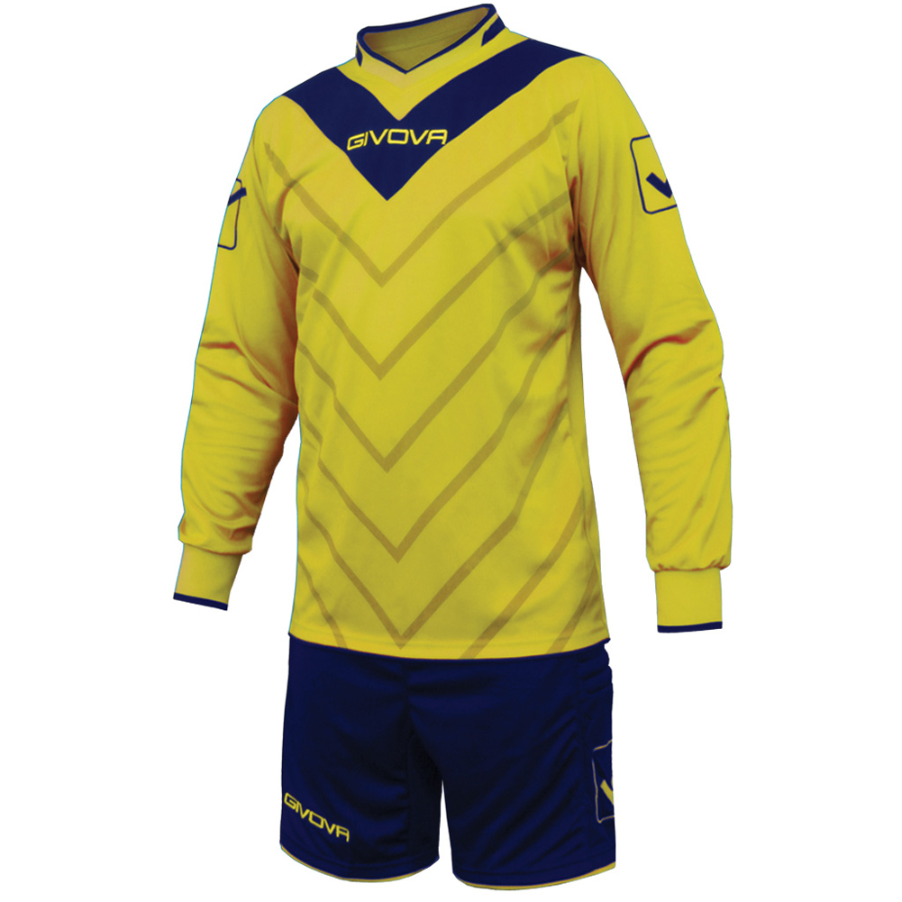 Givova Conjunto de futbol Camiseta de portero con Short Kit Sanchez amarillo azul marino deporte outlet.es