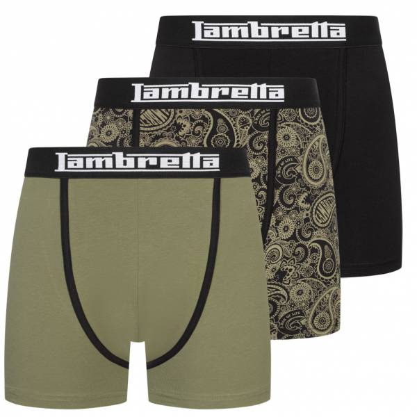 Lambretta Paisley Herren Boxershorts 3er-Pack SS1065-KHAKI/BLK