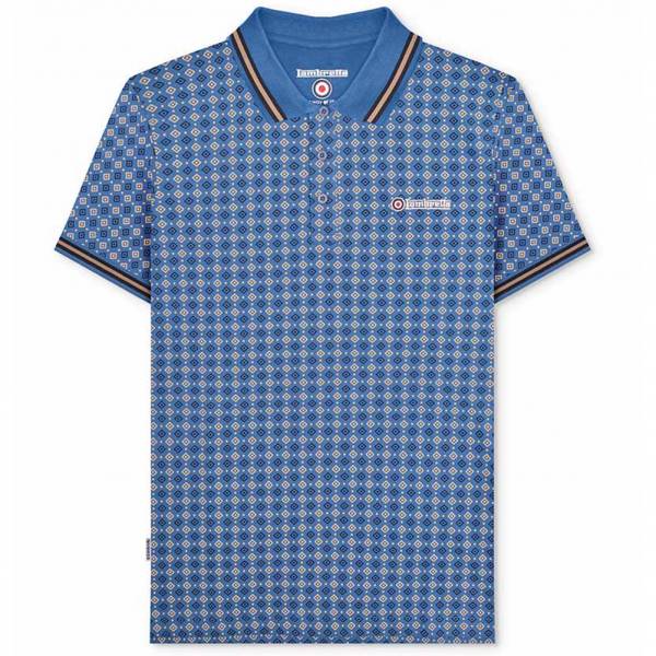 Lambretta Geometric Men Polo Shirt SS7164-VALLARTA BLU