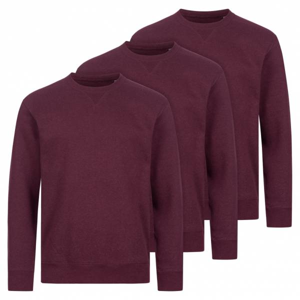 RUSSELL Authentic Melange Sweat Men Sweatshirt Pack of 3 0R260M0-Burgundy Melange