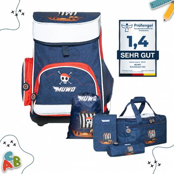 MUWO &quot;Lil Pirate&quot; Kinderen Schooltas Set 5 stuks.