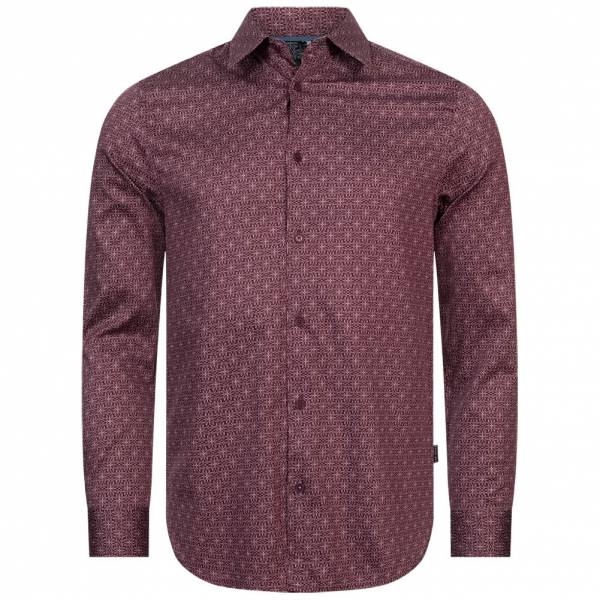 TED BAKER Pavia Star Geo Print Mężczyźni Koszula z długim rękawem 272176-BORDOWY