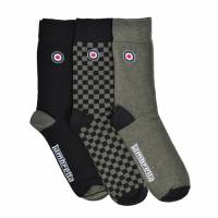 Lambretta Checker Unisex Socken 3 Paar SS1559-KHKI/BLK