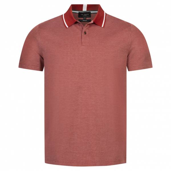 TED BAKER Mini Jacquard Stitch Uomo Polo 261464-DK-ROSSO