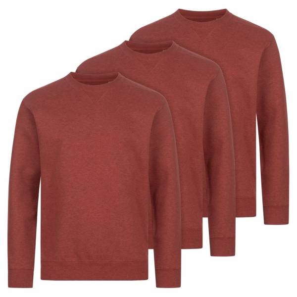 RUSSELL Authentic Melange Sweat Men Sweatshirt Pack of 3 0R260M0-Brick-Red-Melange