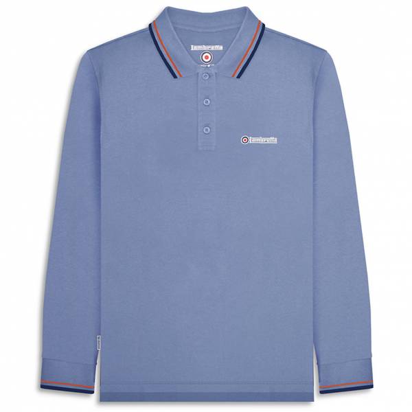 Lambretta Twin Tipped Heren Poloshirt met lange mouwen SS3224-GRY ROOD/NVY