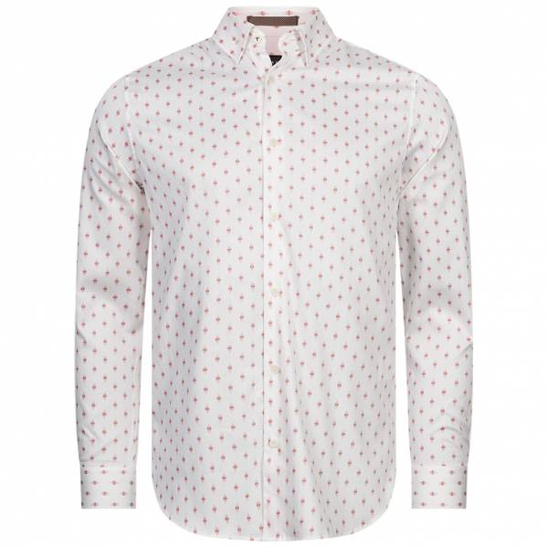 TED BAKER Ardea Dot Hombre Camisa de manga larga 272171-BLANCO