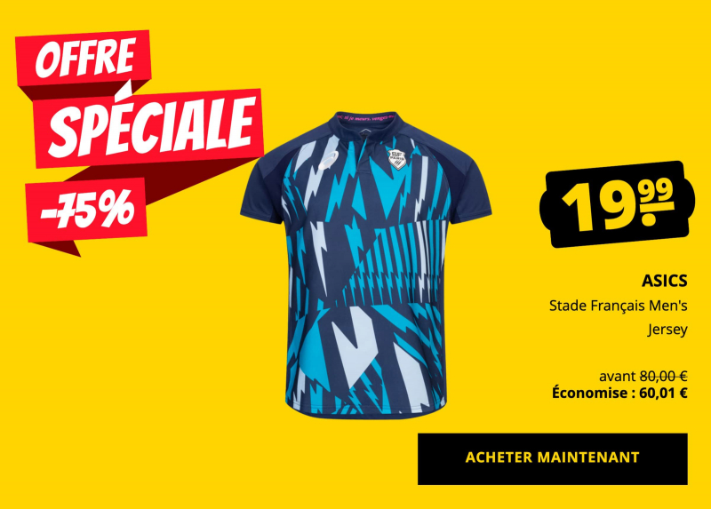 ASICS Stade Français Men's Jersey seulement 19,99 €!