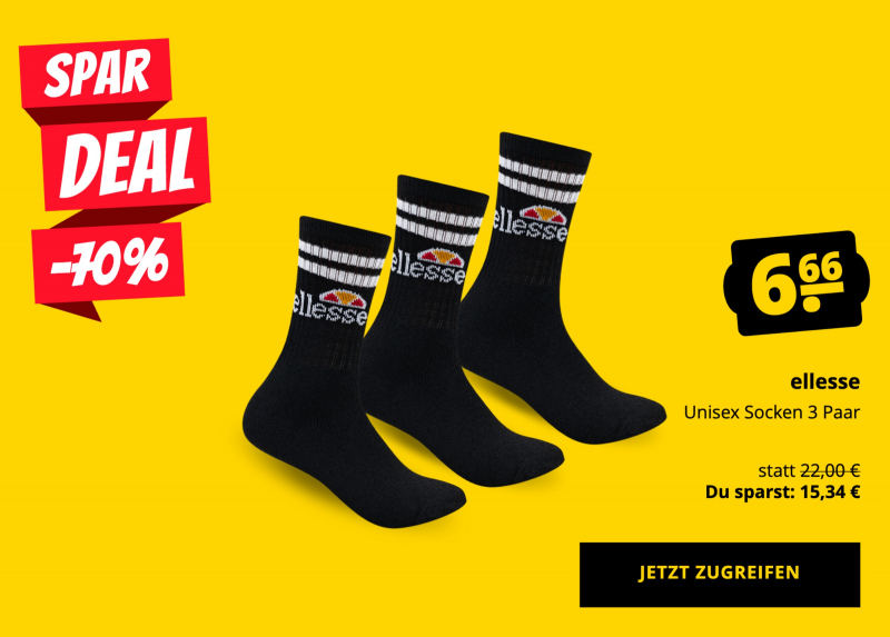 ellesse Unisex Socken 3 Paar nur 6,66 €!