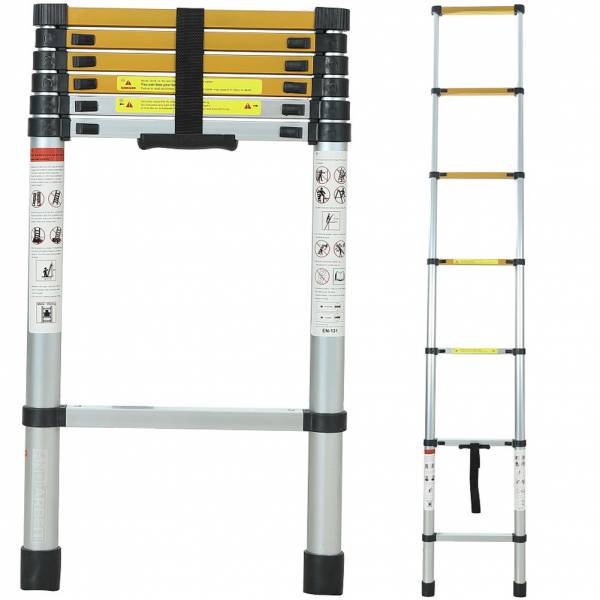 ANDIARBEIT® &quot;Höhenangst&quot; extendable telescopic ladder 2.6 m