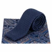 Lambretta Paisley Hommes Cravate tricotée et Pochette de costume LAMAW2312-NAVY