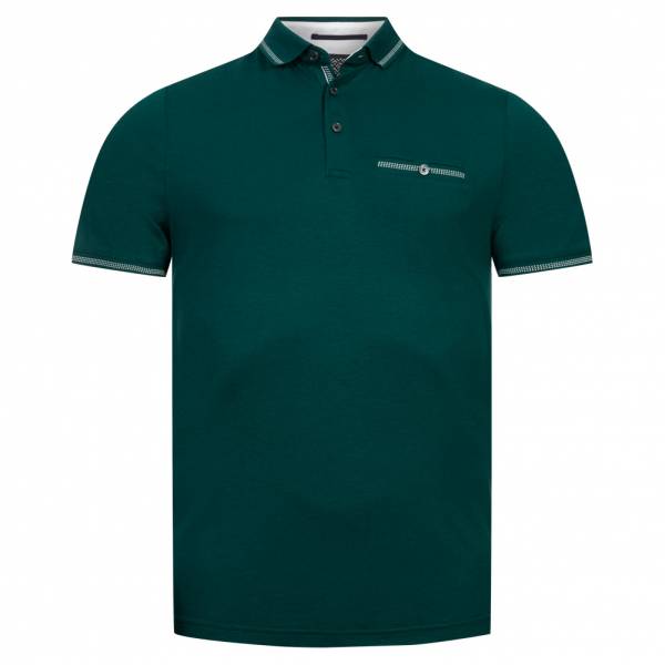 TED BAKER Tortila Stripe Collar Hombre Polo 242808-DK-GREEN