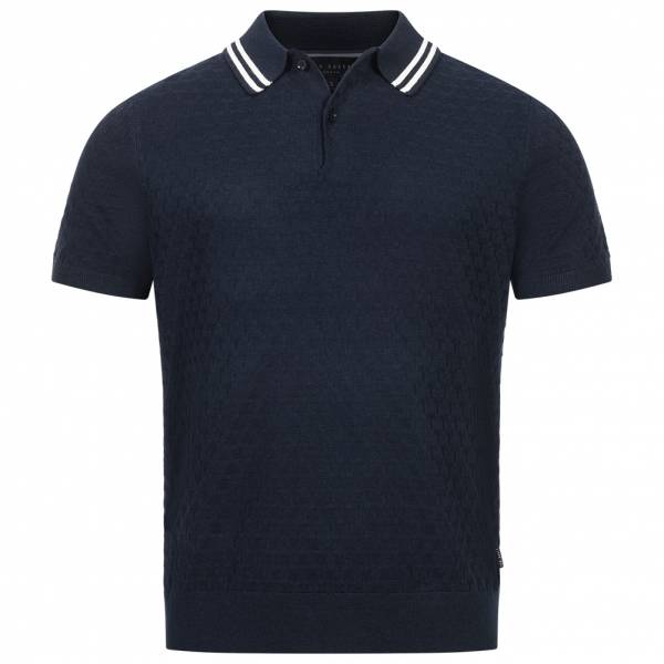 TED BAKER Mahana Stitched Mężczyźni Koszulka polo 267386-MARYNARKA WOJENNA